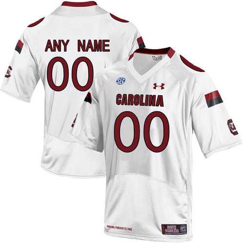 Men%27s South Carolina Gamecocks White Customized College Jersey->customized ncaa jersey->Custom Jersey